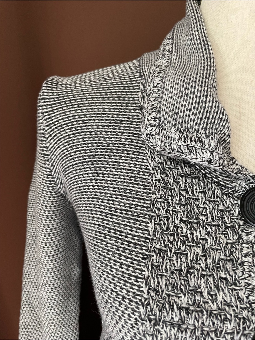 NIC+ZOE Knit gray fitted button front cotton blend Sweater Jacket cardigan XS/S - Picture 8 of 11